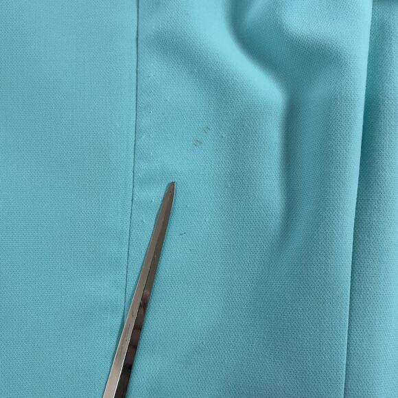 Black Halo 10 Womens Aqua Blue Green Sheath Dress Ruffle Sleeve Desta *flaw - Picture 11 of 12